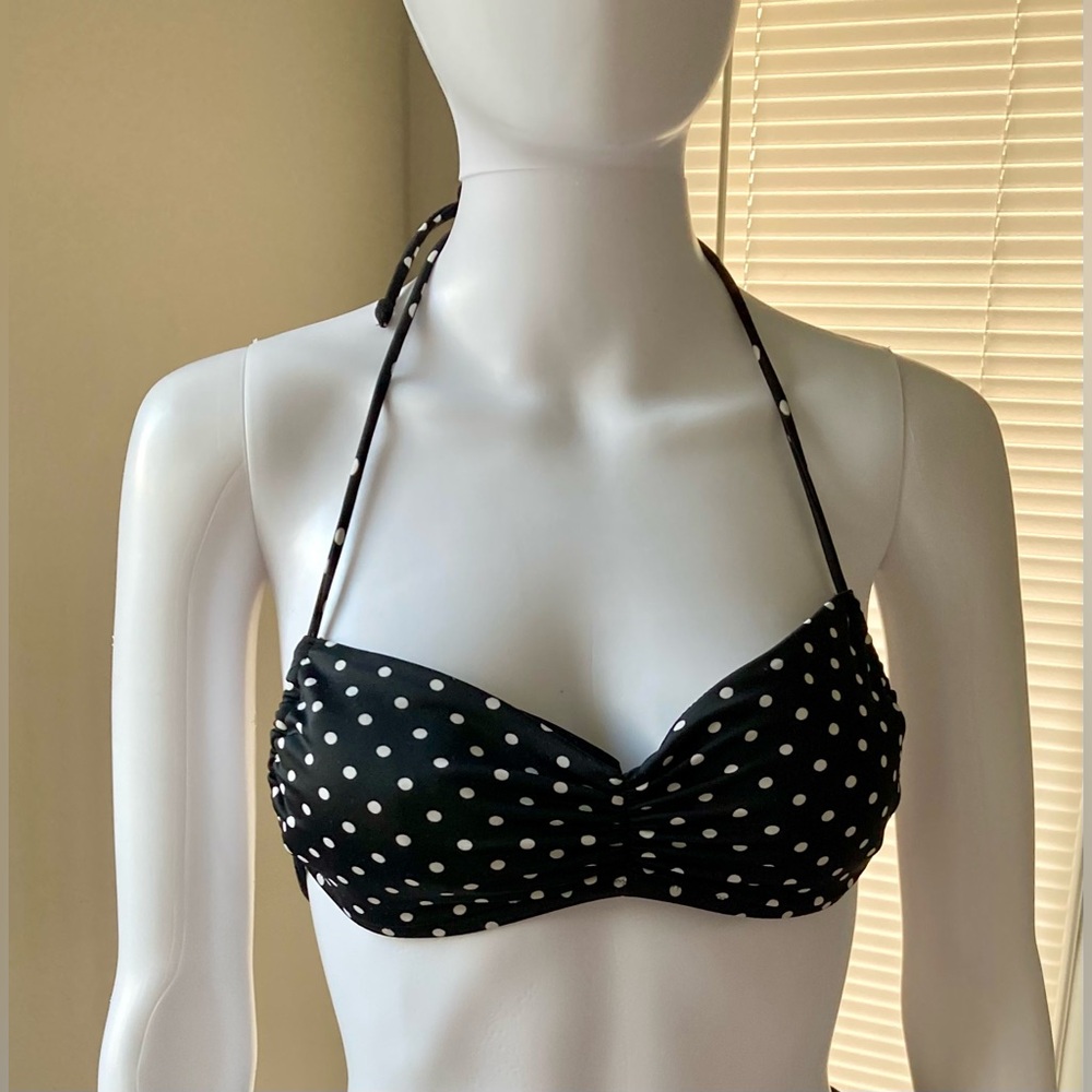 Victoria’s Secret Swim Polka Dot Bandeau Halter Ties Bikini Top Bra Sz S